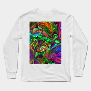 Converging Colorful Swirls Psychedelic Pattern Long Sleeve T-Shirt